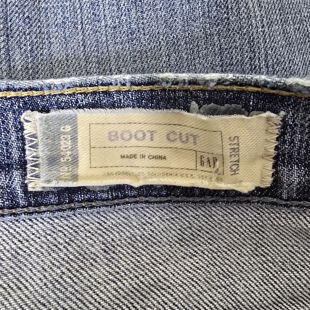 Gap Jeans Womens‎ 10XL Tall Bootcut Stretch Light Blue Wash Denim Distressed Hem - Picture 8 of 10
